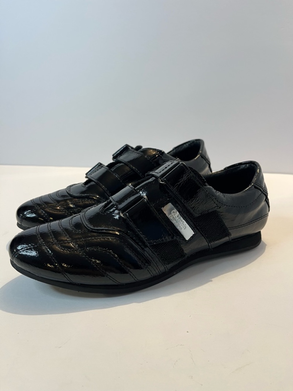 Calvin Klein Collection Black Patent Leather Shoes Double Strap Made in Italy 6